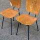 2 workshop chairs in wood and black steel, 1950s