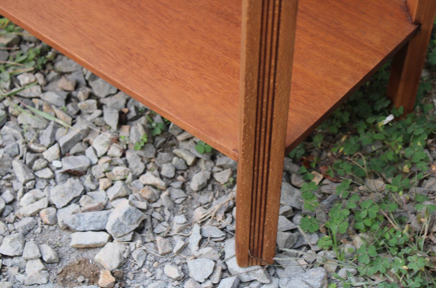 Art deco engraved wood side table