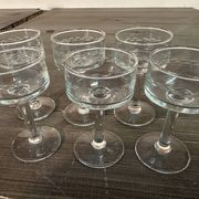 6 sorbet cups on foot - Engraved Crystal Rice Grains H 11.5 cm