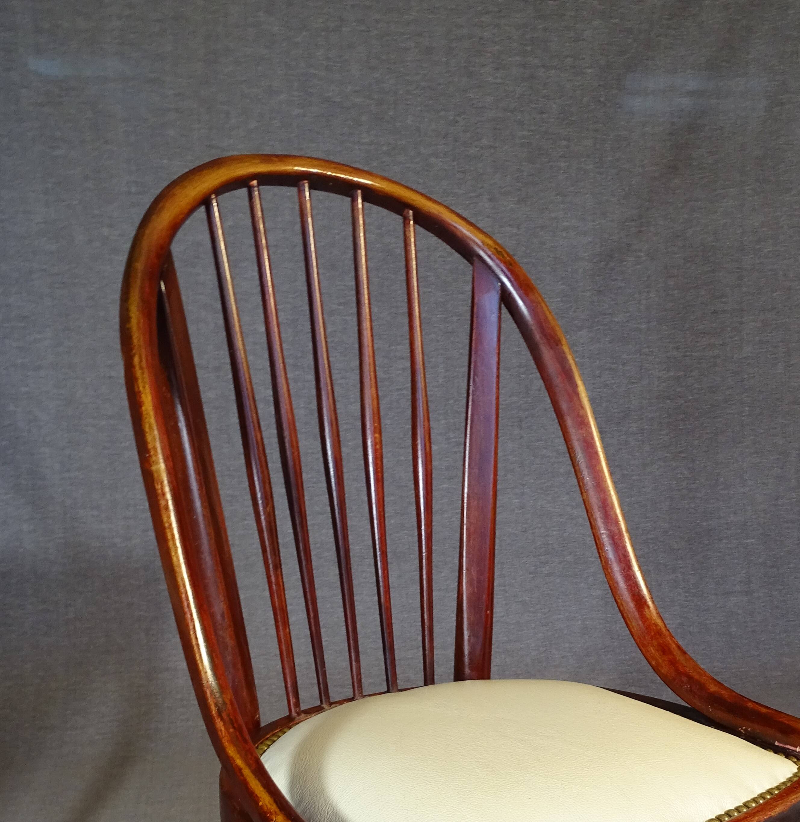Chair/armchair Thonet No. A846, 1928/30, by Otto Prutscher, leather seat.