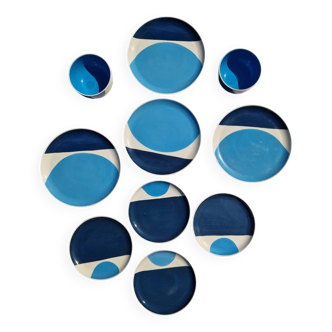 Lot De 8 Assiettes Et 2 Bols Julie Goodwin Habitat Longitude Blue Grès Mode