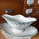 Sauceboat on a stand in Gien ironstone, Montigny model in green.