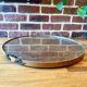 Large old wood glass metal tray