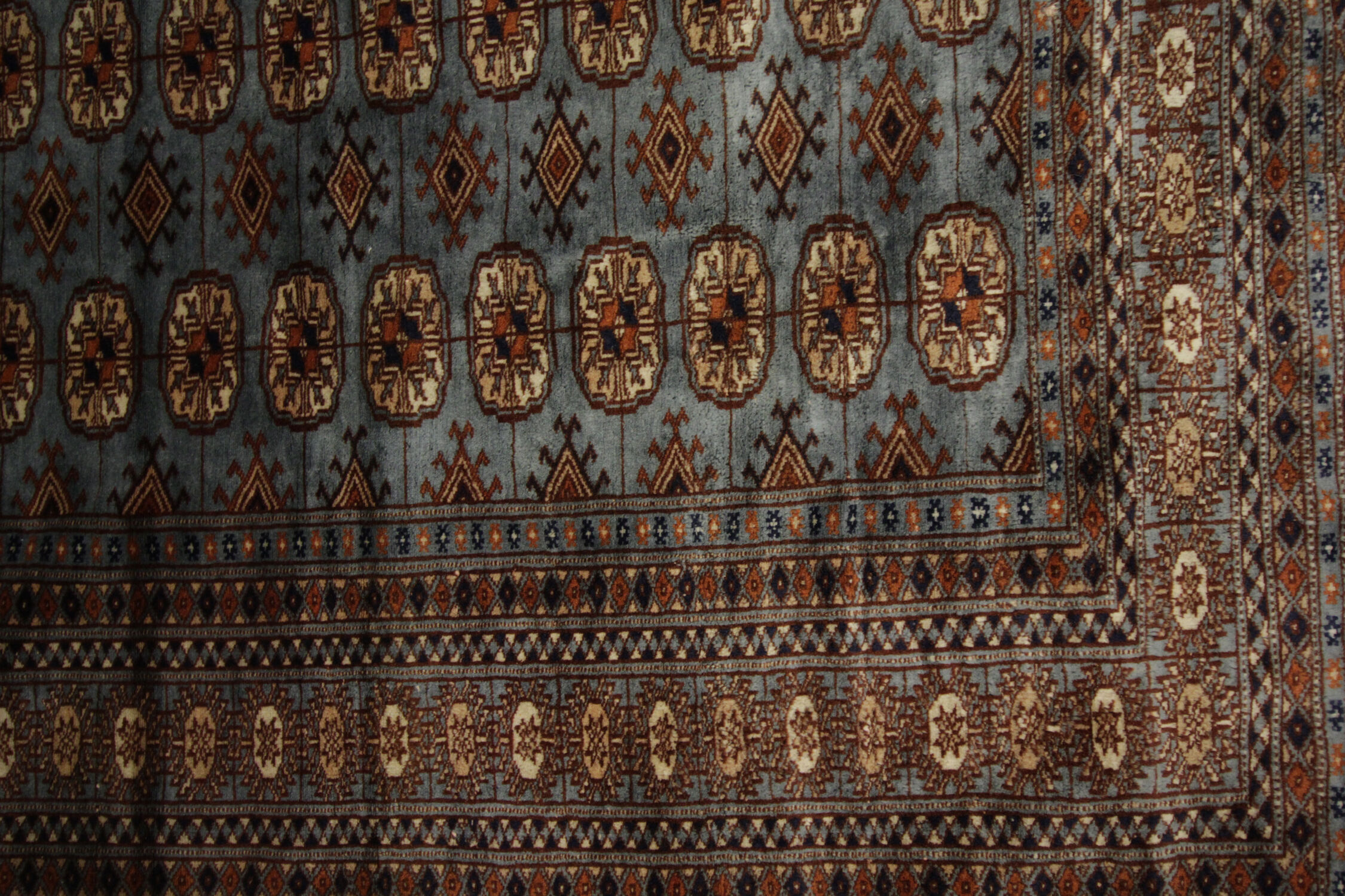 Traditional Hand Made Blue Wool Area Rug- 124x180cm