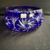 Saladier en cristal taillé bleu cobalt – irena pologne