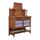 Antique Art Nouveau display cabinet in oak, 2 drawers, Italy, 20th century