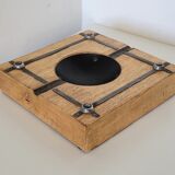 Ashtray empty pocket brutalist industrial metal and wood