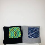 Paire de coussins en crochet vintage, années 70