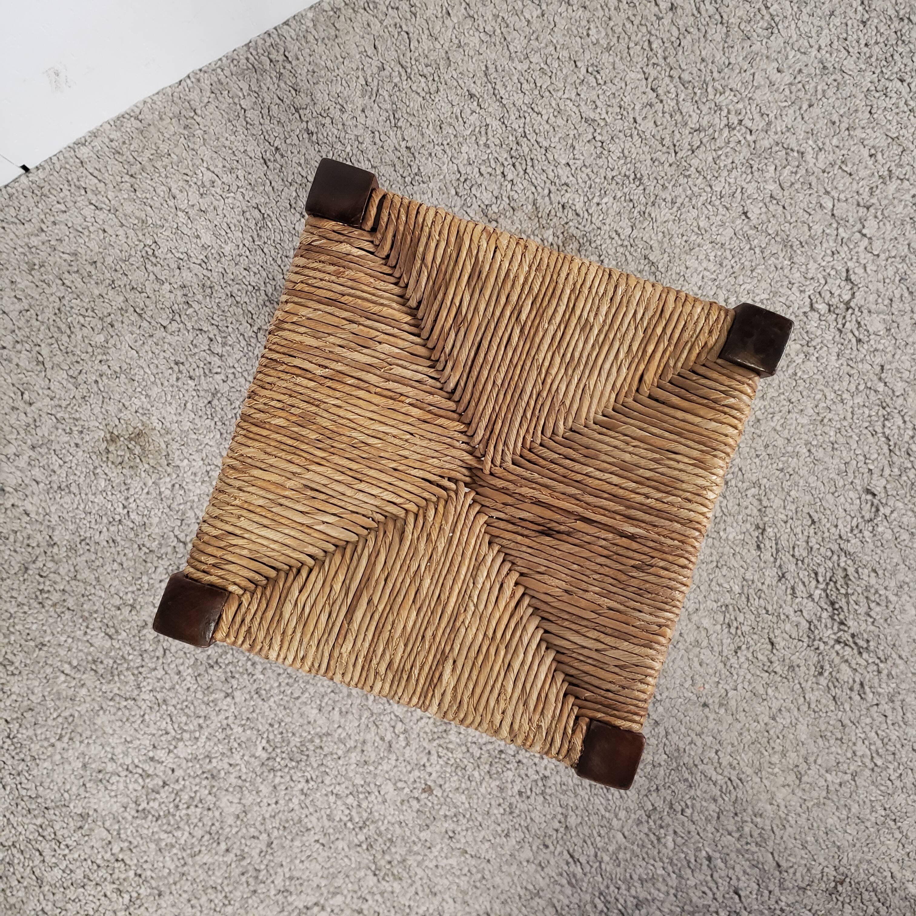 Wooden and straw stool
