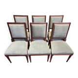 Set of 6 Louis XVI style chairs in green velvet