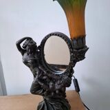 Art Nouveau lamp with mirror