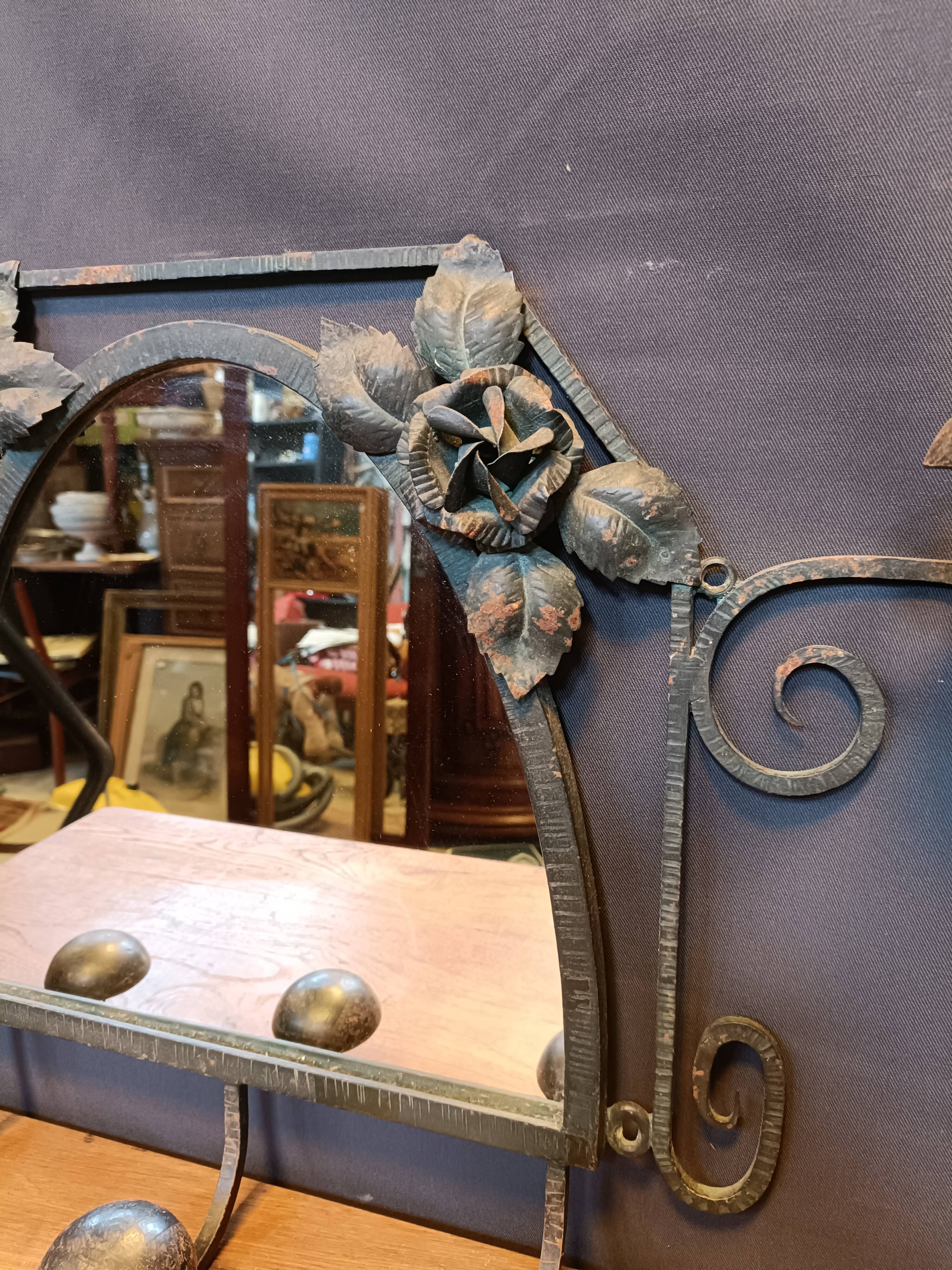 Art deco wrought iron wall coat rack