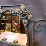 Art deco wrought iron wall coat rack