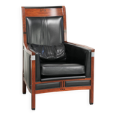 Cow leather Art Deco design armchair with a timeless look