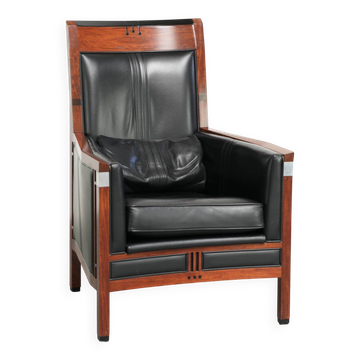 Fauteuil en cuir de vache au design Art Déco avec un look intemporel