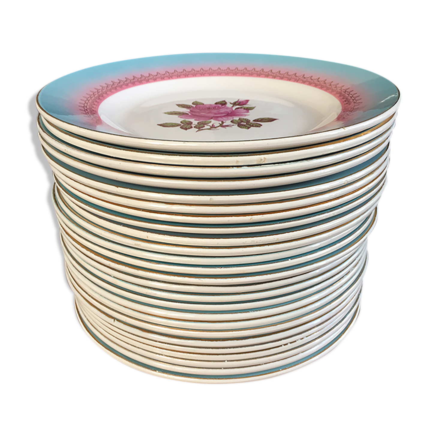 Lot flat plates Vintage Digoin Sarreguemines model Pelleas