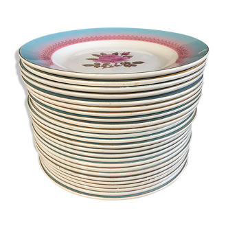 Lot flat plates Vintage Digoin Sarreguemines model Pelleas