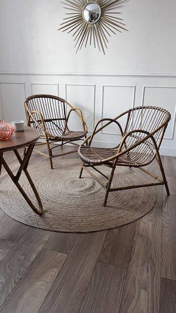 Paire de fauteuils en rotin vintage