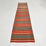 3x12 Kilim Long Striped Vintage Kilim Runner Rug For Hallway, 77x360 Cm