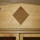Pair of large open bookshelves in satin birch and walnut, height 2.5 m.