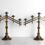 Pair of bronze altar candelabras