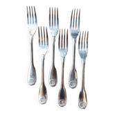 6 fourchettes à poisson Christofle en métal argenté, décor coquille