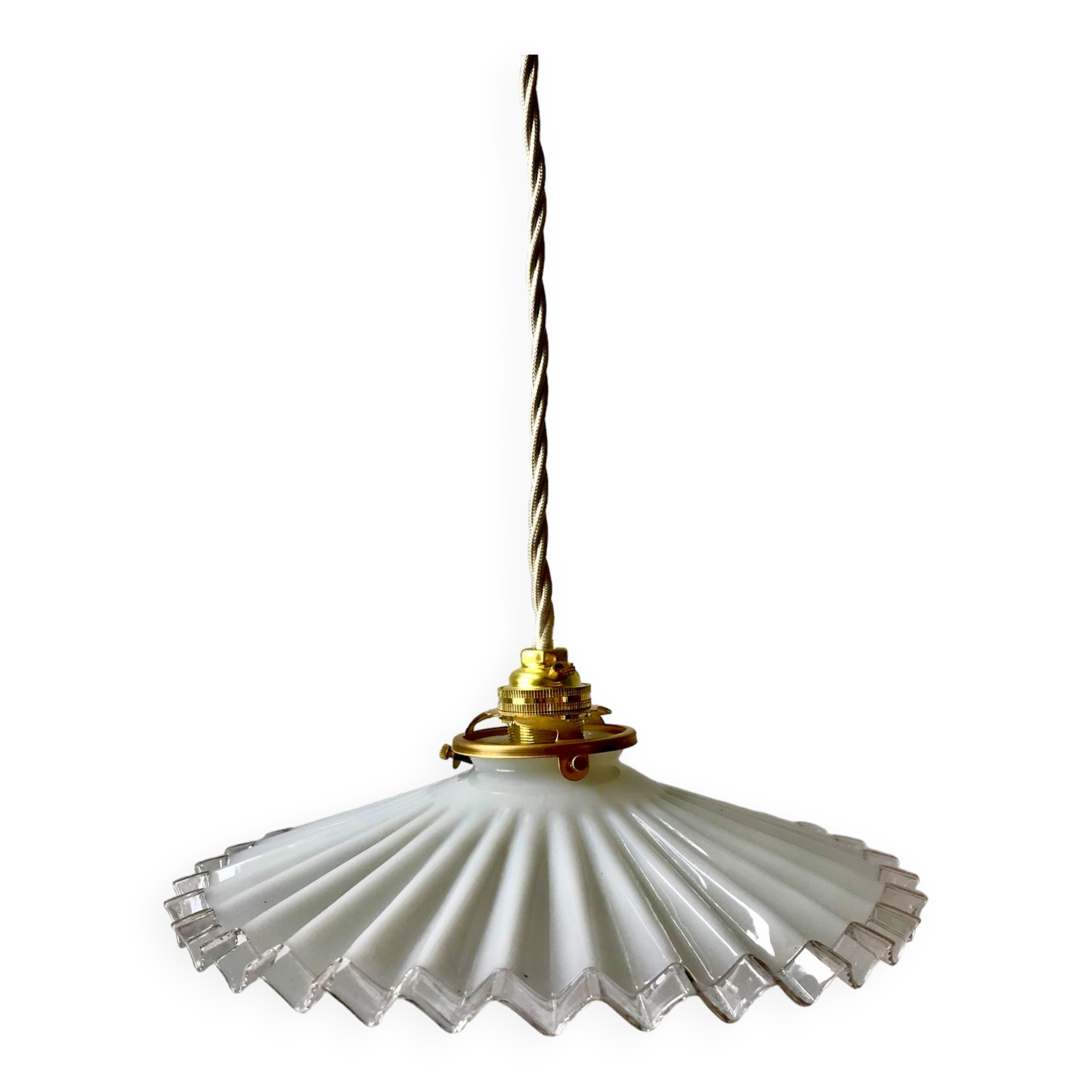 suspension in pleated opaline early 20th century