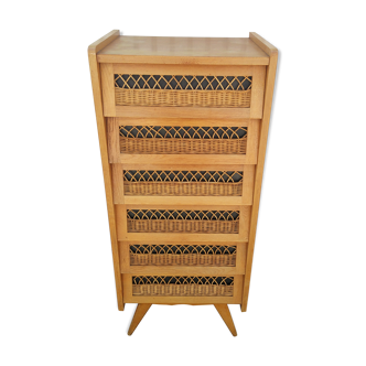 Dresser in oak and wicker
