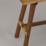 Contemporary handcrafted stool / end table in solid oak and ash wood
