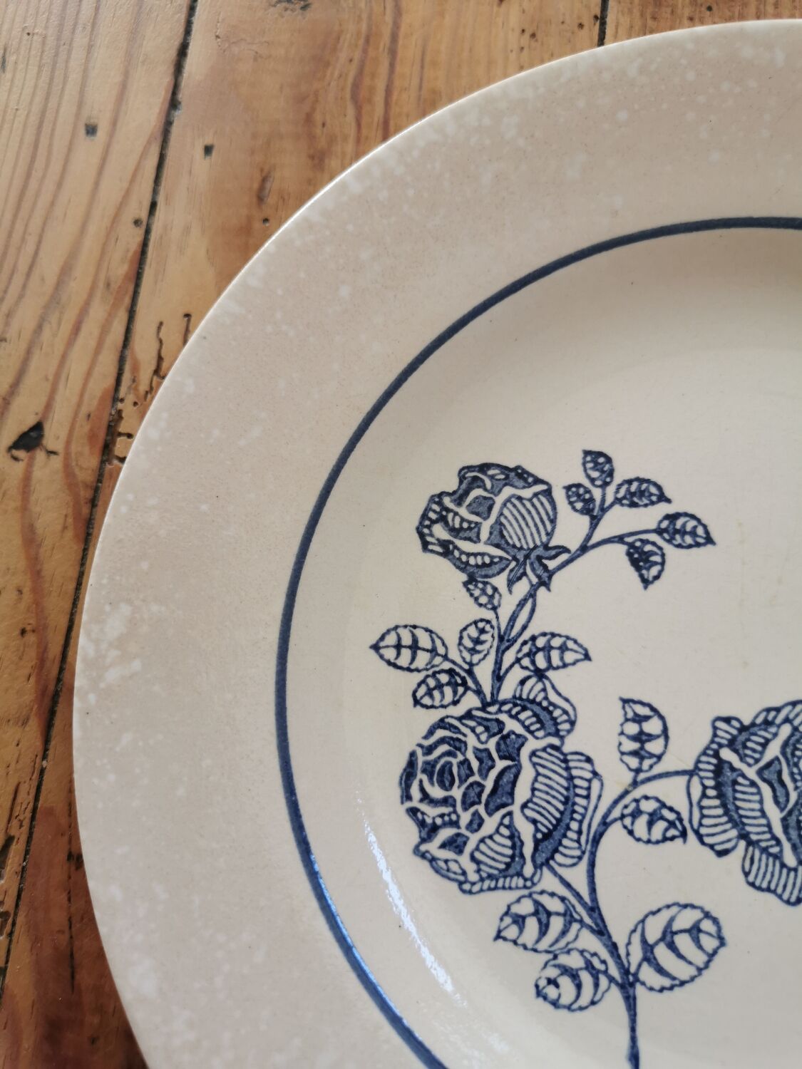 Old St Amand flat plates, blue roses