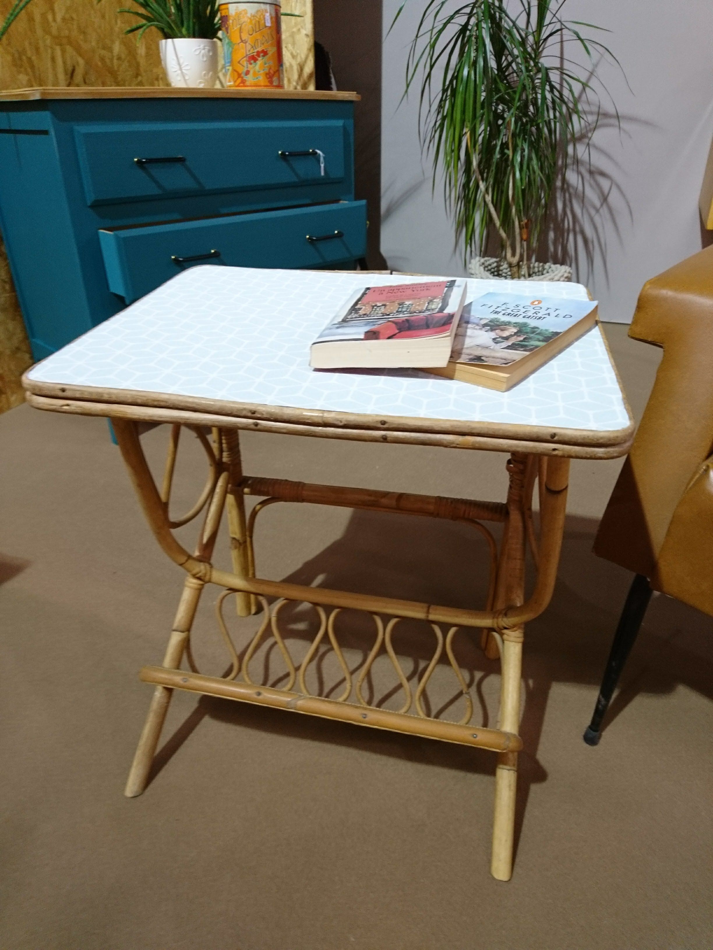 Rattan vintage magazine table