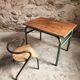 Ensemble bureau et chaise d’écolier vintage – Mobilier scolaire industriel