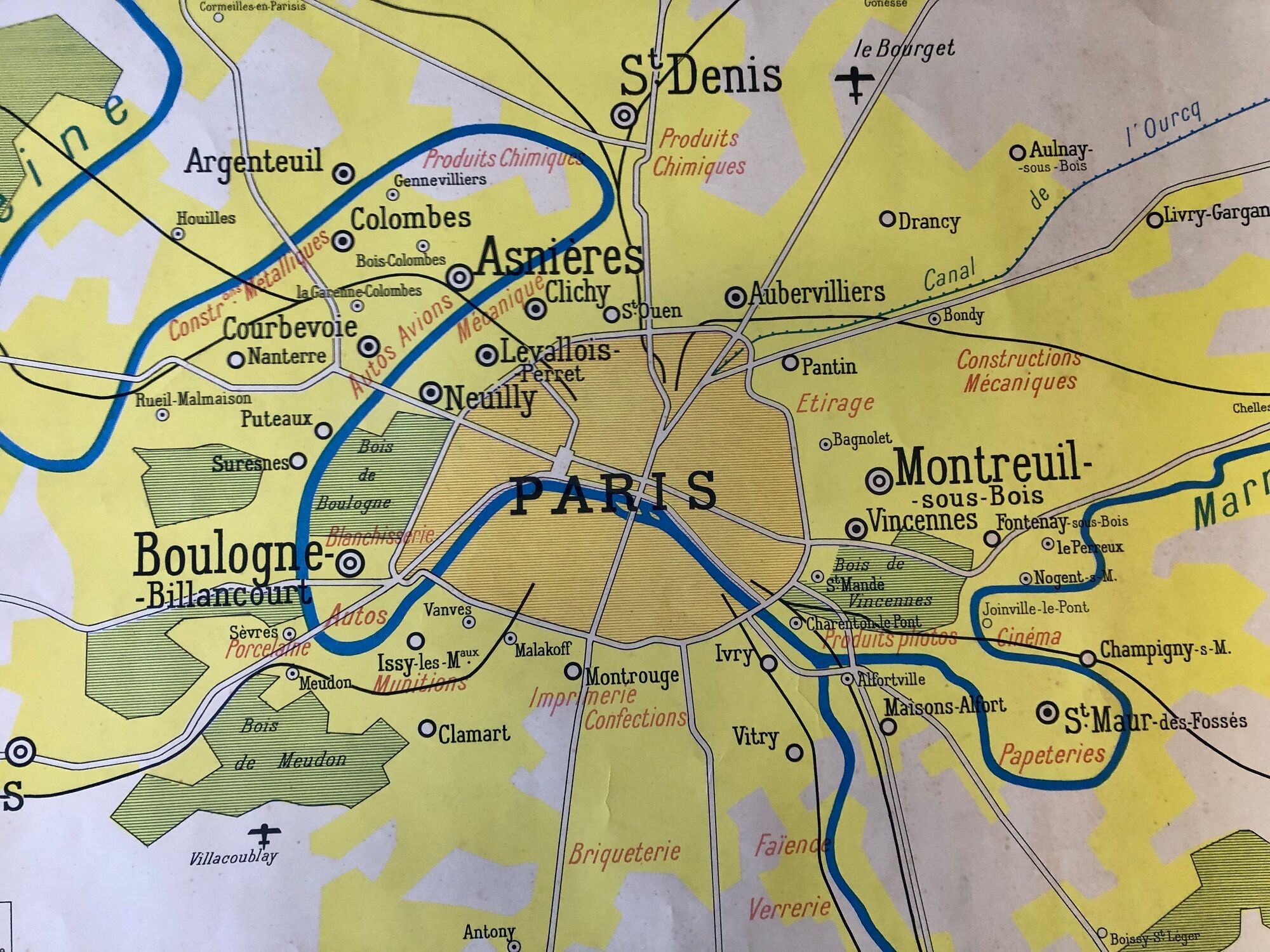 Ancienne carte de Paris et sa région années 50