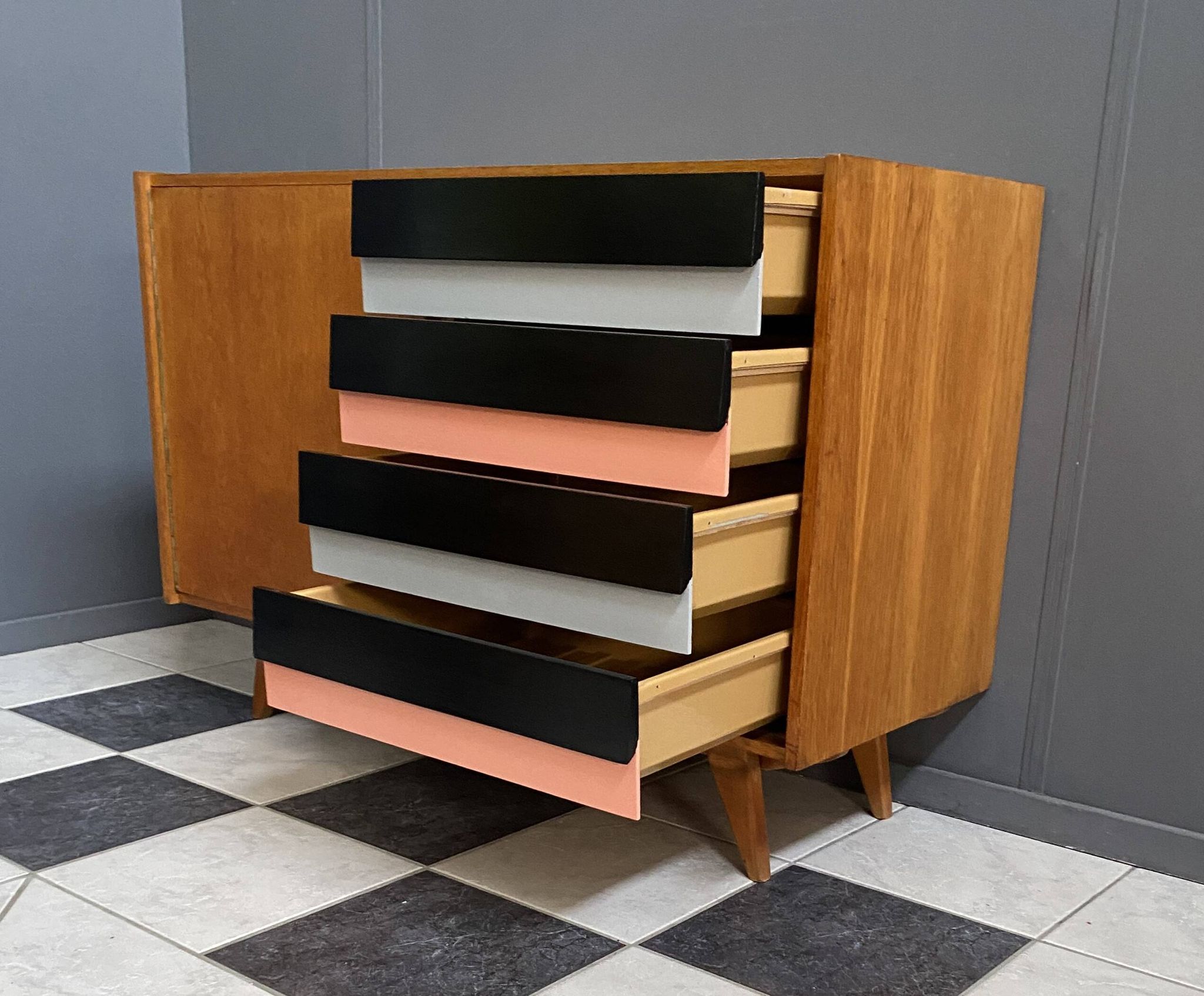 Pink Jiri Jiroutek U458 sideboard 1960s for Interier Praha