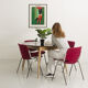 Round table, black lacquered top, solid oak base