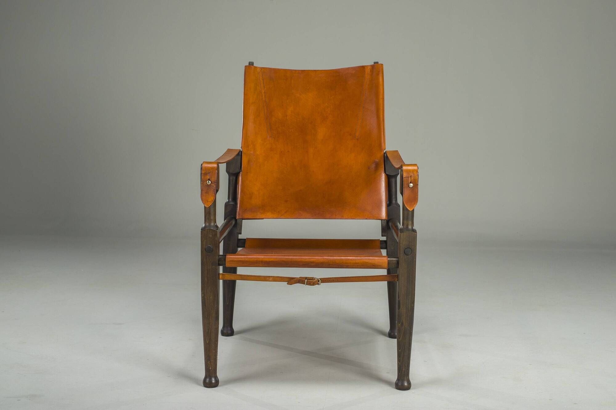 Swiss Leather Safari Chair attributed to Wilhelm Kienzle for Wohnbedarf