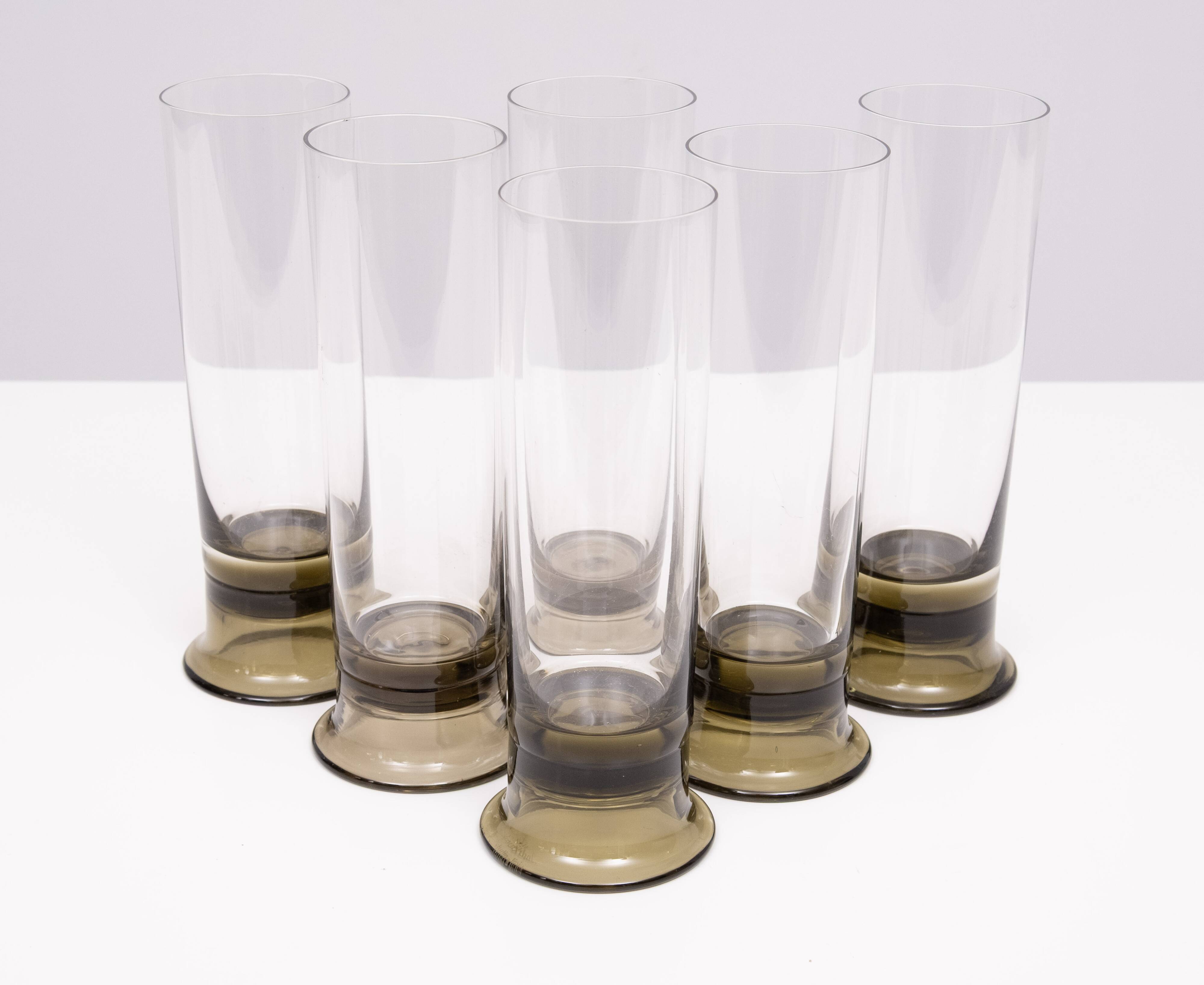 Set of Six Smoked Glass Beer Glasses by Rosenthal, 1970s