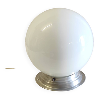 Ceiling light or table lamp with opaline globe, diameter 20cm - mid-20th century.
