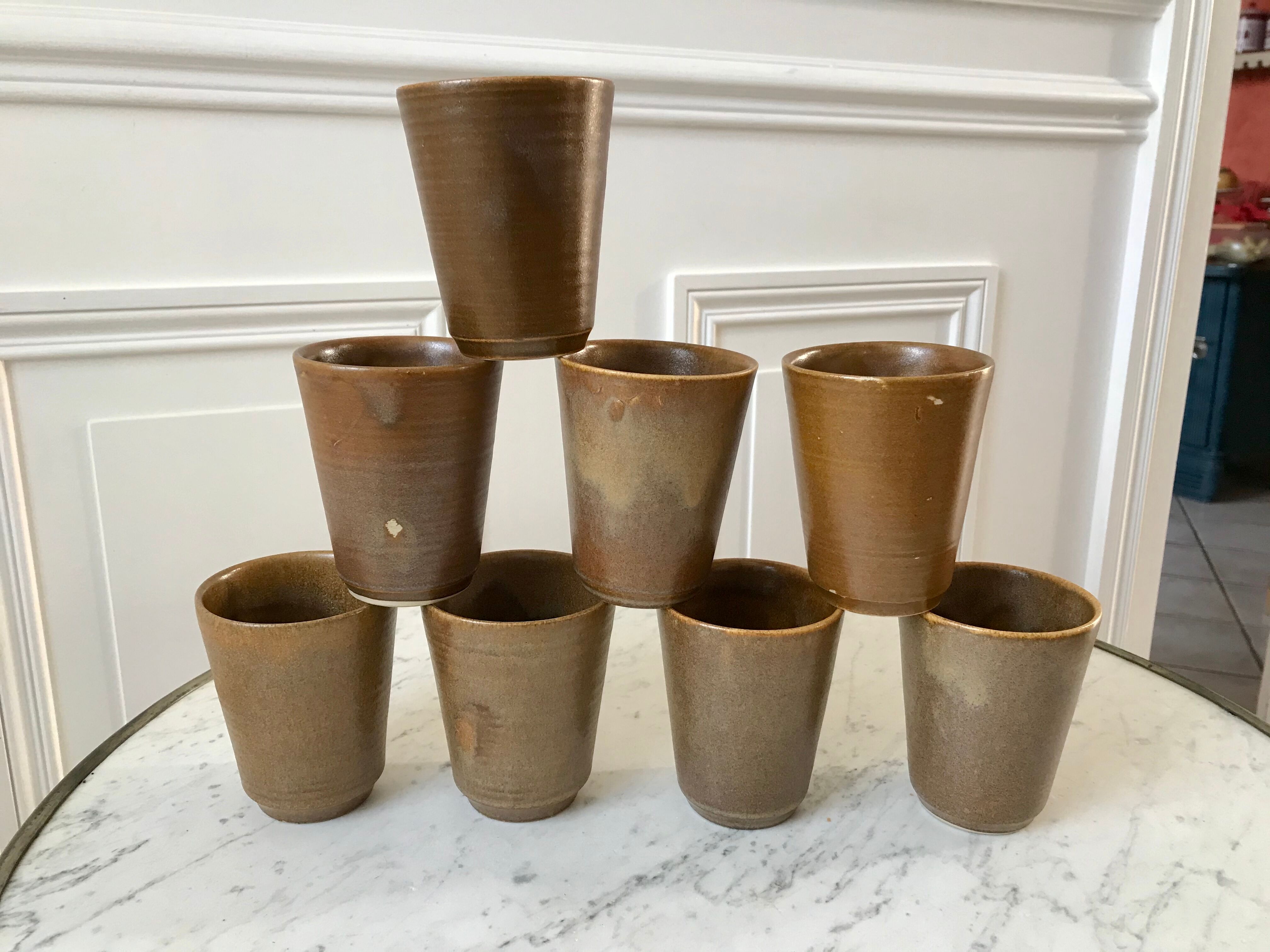 Lot de 8 verres en grès Digoin Sarreguemines