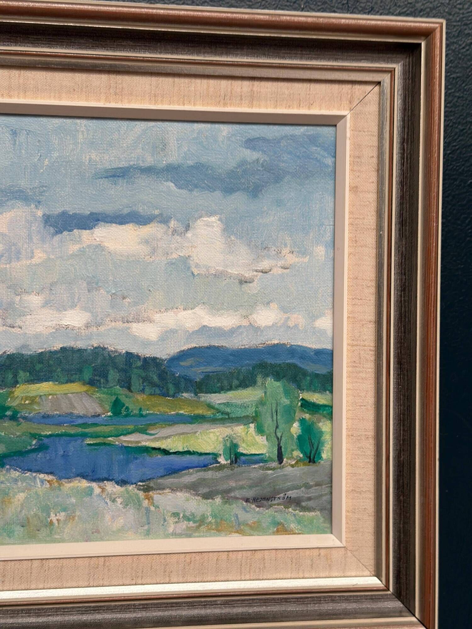 Original Swedish Oil on Canvas Landscape by Evald Hedenström (1909-1997) - Signed - Vintage Framed