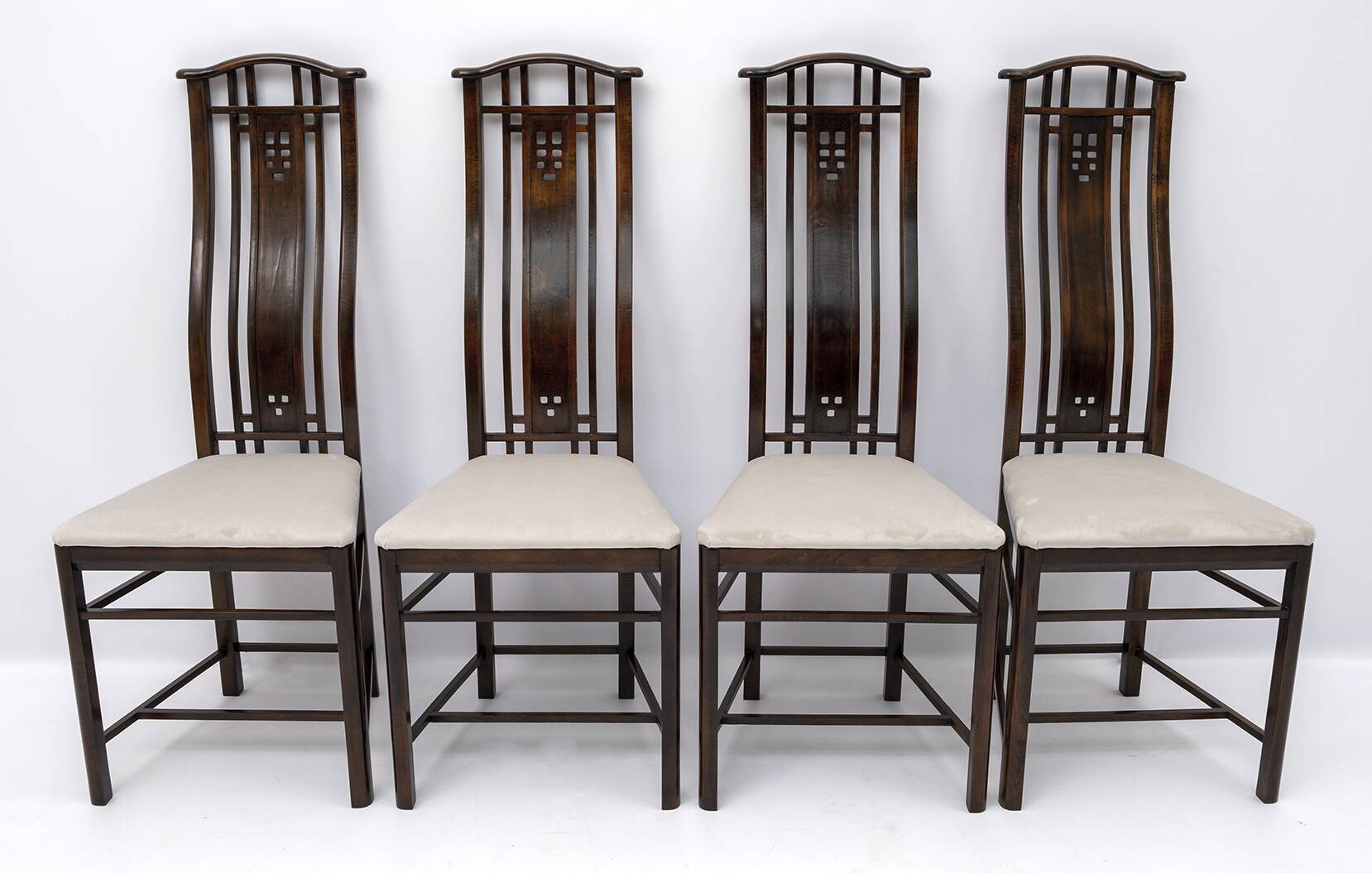 Four Giorgetti Italian Dinning Armchairs "Gallery", 1980s