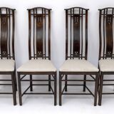 Four Giorgetti Italian Dinning Armchairs "Gallery", 1980s