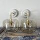Set of two vintage smoked glass wall lights