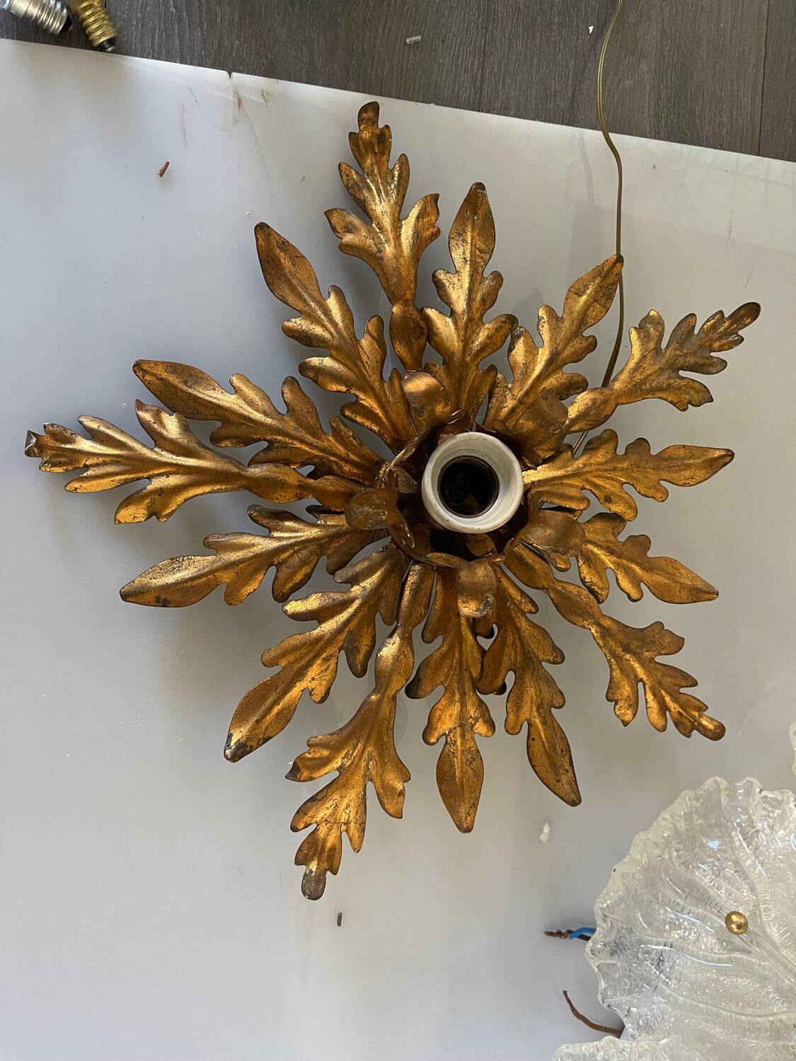 Florentine Gold Gilded Flushmount 1950’s