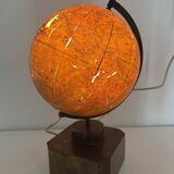 Vintage 1930 globe terrestrial Jacques Adnet world map J. Forest glass wood -