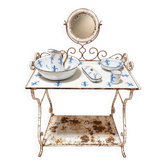 Dressing table – Napoleon III style – Wrought iron & Enamel – Flower decoration