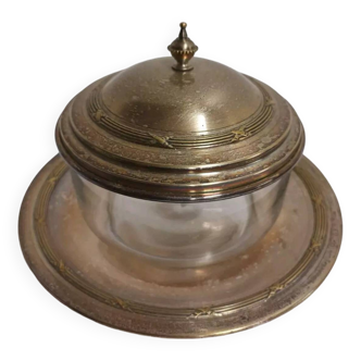 Glass and Brass Candy Dish with Bowl