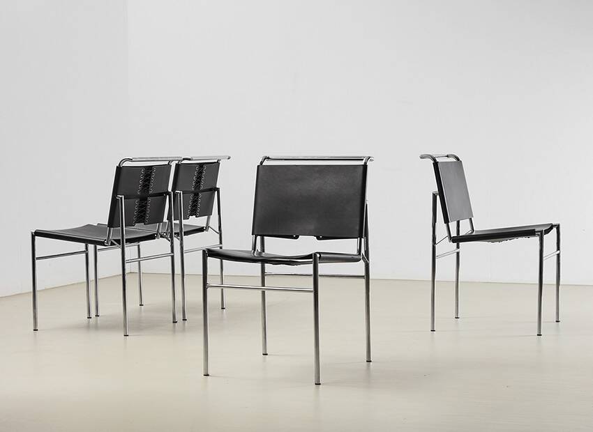 Eileen Gray Set of 4 Roque Brune Dining Chairs for Classicon 1927/1990s