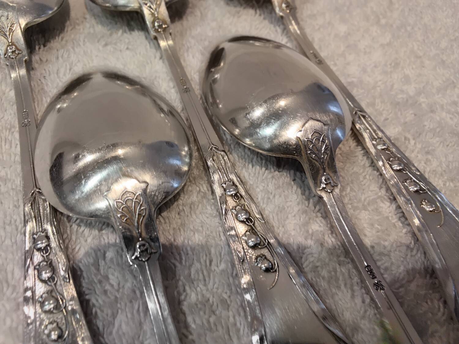 5 tablespoons 800 silver Swiss goldsmith Jezler model Muguet