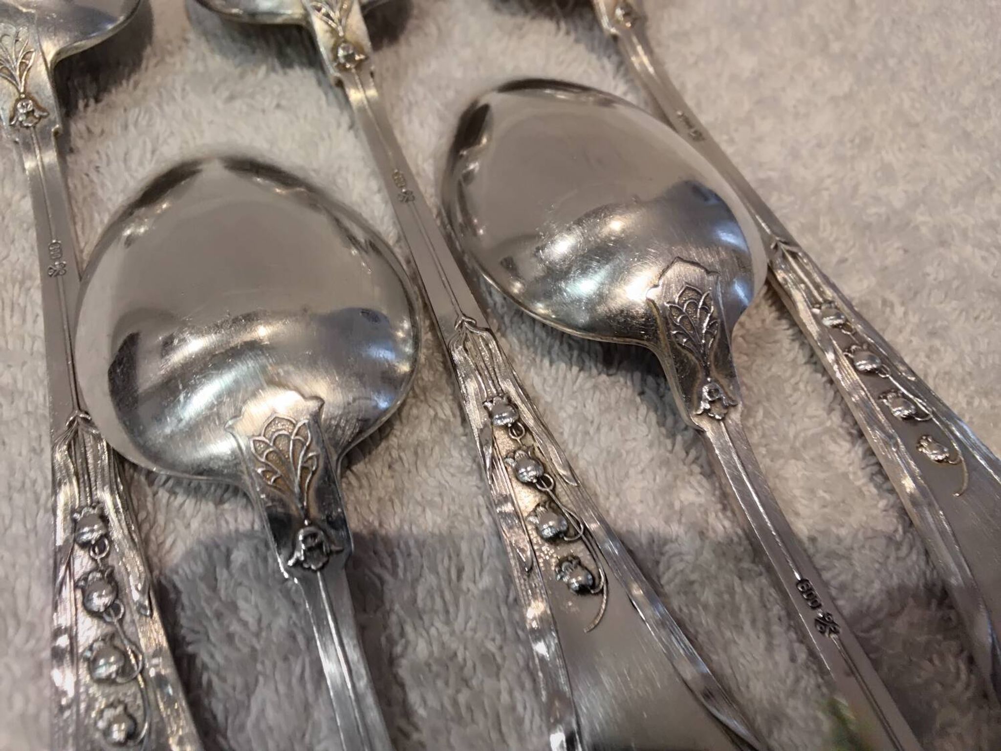 5 tablespoons 800 silver Swiss goldsmith Jezler model Muguet